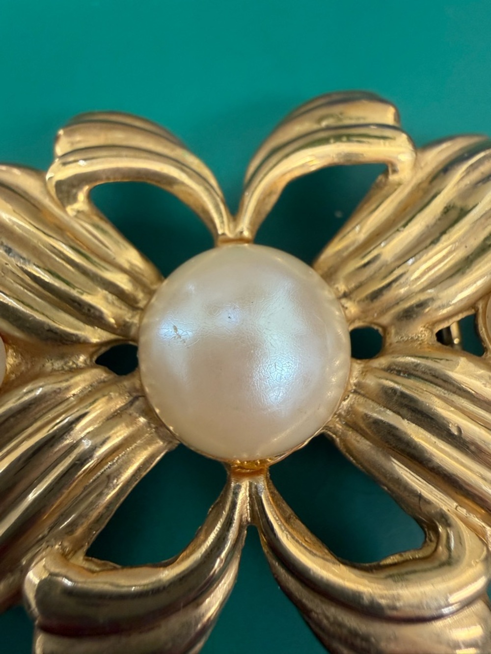 Vintage Mimi Di N Belt Buckle Gold Tone with Pearls Rare Signed 1987 - Picture 8 of 11